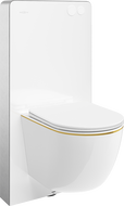 Mexen Lena nástená WC súprava s pneumatickým rámom Tex Air G s WC misou a pomaly padajúcou doskou, biela/zlatá