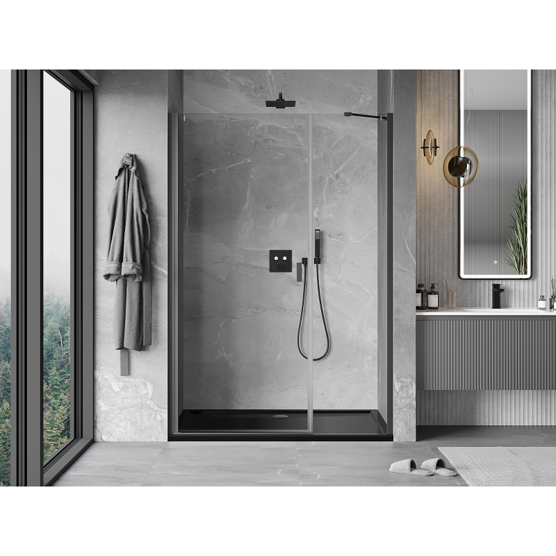 Mexen Mist-B sprchové dvere s pántmi 110 cm, priehľadné, gun metal - 8A2-110-001-95-00