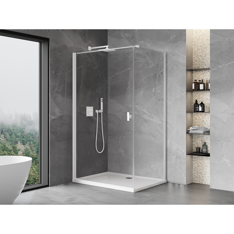 Mexen Mist-B otváracia sprchová kabína 95 x 85 cm, transparentná, biela - 8A2T-095-085-20-00