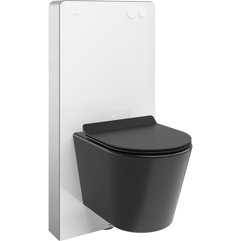 Mexen Rico nástenná sada WC s pneumatickým rámom Tex Air G s WC misou a pomaly padajúcim sedátkom, čierny mat