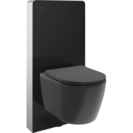 Mexen Carmen nástenný WC set s pneumatickým rámom Tex Air G s WC miskou a pomaly padajúcou doskou, čierny mat