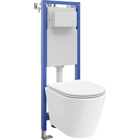 Mexen Rico súprava WC podomietkový modul úzky, rohový Tex W s misou WC a pomaly padajúcou doskou, biely - 610530720500
