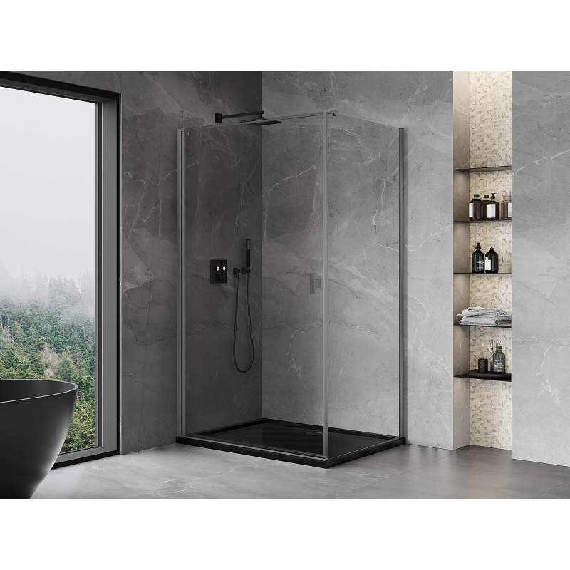 Mexen Mist-B otočná sprchová kabína 70 x 90 cm, priehľadná, brúsená tmavosivá - 8A2T-070-090-66-00