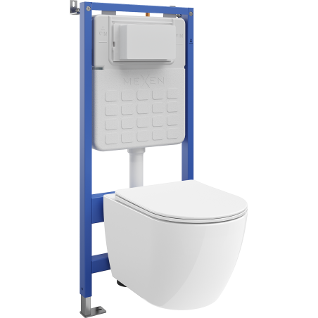 Mexen Lena podomietková WC sada pneumatický rám Tex Air Slim s WC misou 2.0 Tornado a pomaly padajúcim sedadlom, biela
