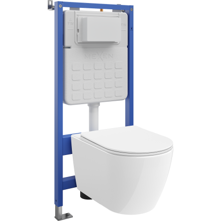 Mexen Rico podomietková sada WC rám Tex Air Slim s toaletnou misou 2.0 Tornado a pomaly zatvárajúcim sedadlom, biela
