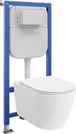 Mexen Rico podomietková WC sada Tex Air E s pneumatickým rámom, WC misou 2.0 Tornado a pomaly padajúcim sedadlom, biela