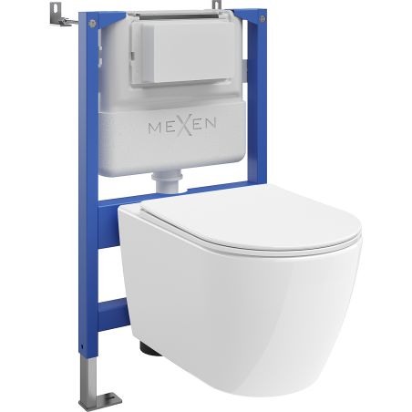 Mexen Rico zostava podomietkového WC stĺpa pneumatický Tex Air XS-F s WC misou 2.0 Tornado a doskou s pomalým sklápáním,