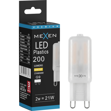 Mexen Aura LED žiarovka G9, 2W, Teplá - 3000K, 200 lm - L120-G9-0230-01