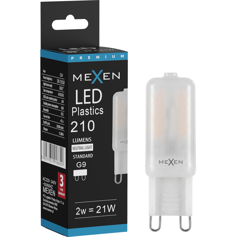 Mexen Aura LED žiarovka G9, 2W, Neutrálna - 4000K, 210 lm - L120-G9-0240-01