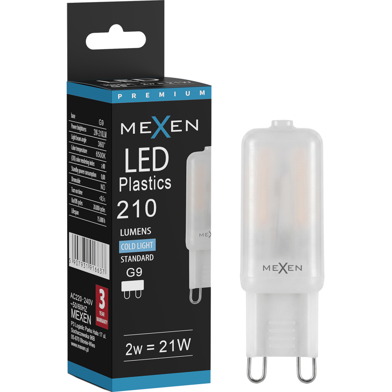 Mexen Aura LED žiarovka G9, 2W, Studená - 6500K, 210 lm - L120-G9-0265-01