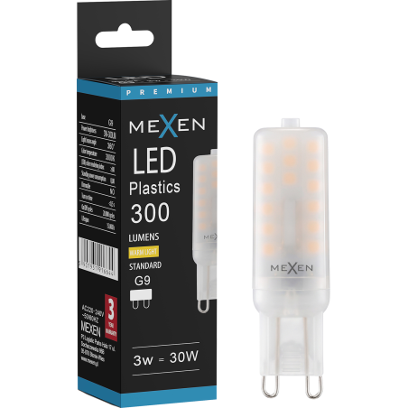 Mexen Aura LED žiarovka G9, 3W, Teplá - 3000K, 300 lm - L120-G9-0330-01