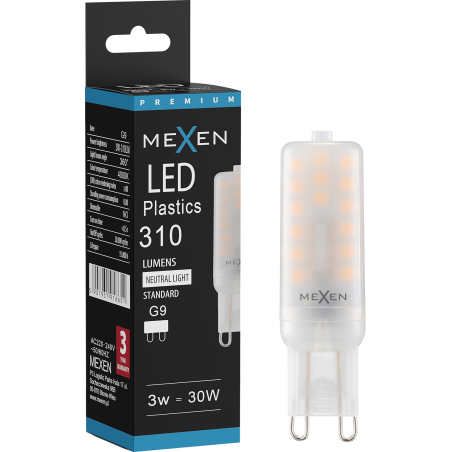 Mexen Aura LED žiarovka G9, 3W, Neutrálna - 4000K, 310 lm - L120-G9-0340-01