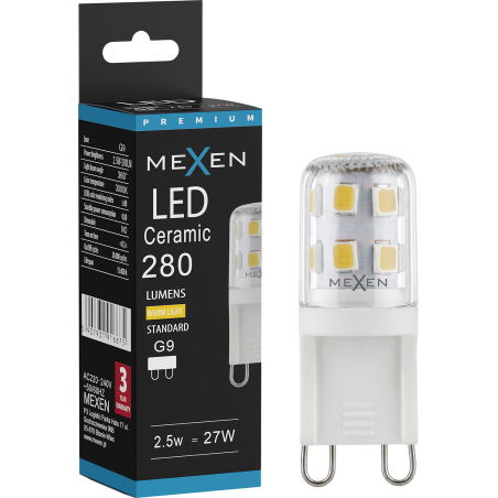 Mexen Aura LED žiarovka G9, 2,5W, Teplá - 3000K, 280 lm - L121-G9-0230-01