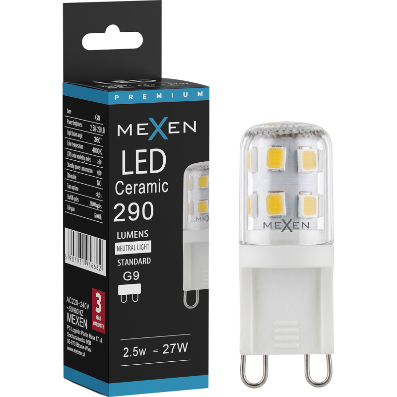 Mexen Aura LED žiarovka G9, 2,5W, Neutrálna - 4000K, 290 lm - L121-G9-0240-01