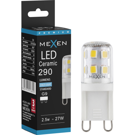 Mexen Aura LED žiarovka G9, 2,5W, Studená - 6500K, 290 lm - L121-G9-0265-01