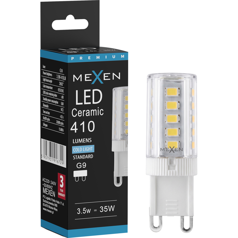 Mexen Aura LED žiarovka G9, 3,5W, Studená - 6500K, 410 lm - L121-G9-0365-01