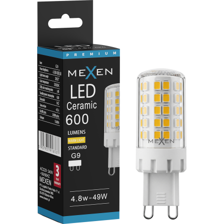 Mexen Aura LED žiarovka G9, 4,8W, Teplá - 3000K, 600 lm - L121-G9-0530-01