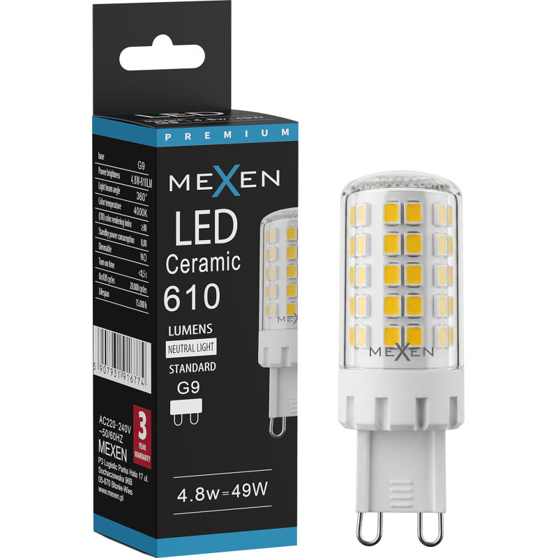 Mexen Aura LED žiarovka G9, 4,8W, Neutrálna - 4000K, 610 lm - L121-G9-0540-01