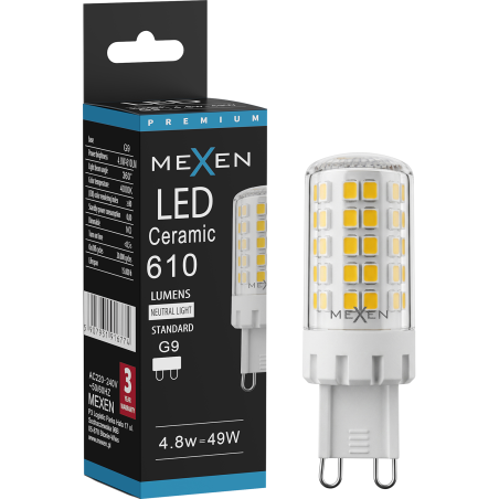 Mexen Aura LED žiarovka G9, 4,8W, Neutrálna - 4000K, 610 lm - L121-G9-0540-01