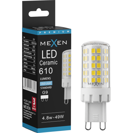 Mexen Aura LED žiarovka G9, 4,8W, Studená - 6500K, 610 lm - L121-G9-0565-01