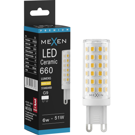 Mexen Aura LED žiarovka G9, 6W, Teplá - 3000K, 660 lm - L121-G9-0630-01