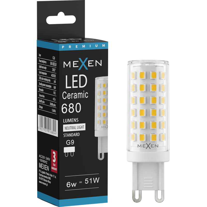 Mexen Aura LED žiarovka G9, 6W, Neutrálna - 4000K, 680 lm - L121-G9-0640-01