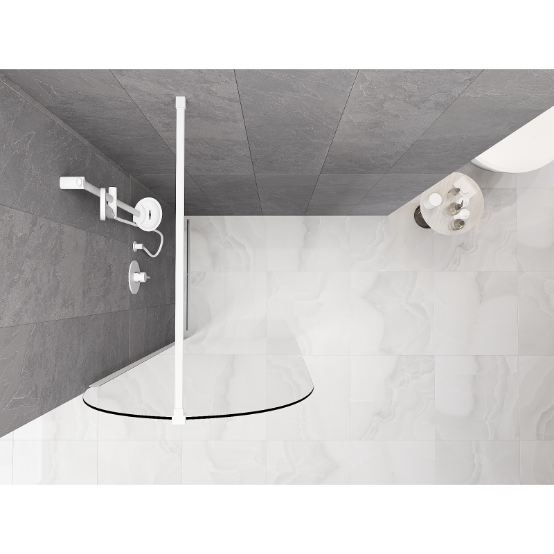 Mexen Kioto-Q Sprchová stena Walk-in 80 x 200 cm, transparentná 8 mm, biela - 800-080-101-20-00-Q