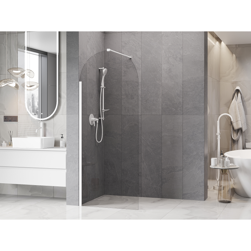 Mexen Kioto-Q sprchová stena Walk-in 90 x 200 cm, transparentná 8 mm, biela - 800-090-101-20-00-Q