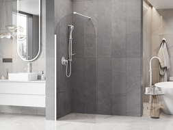 Mexen Kioto-Q sprchová stena Walk-in 90 x 200 cm, transparentná 8 mm, biela - 800-090-101-20-00-Q