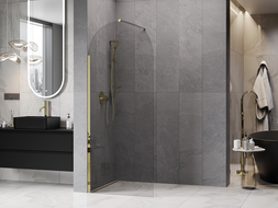 Mexen Kioto-Q sprchová stena Walk-in 80 x 200 cm, transparentná 8 mm, zlatá - 800-080-101-50-00-Q