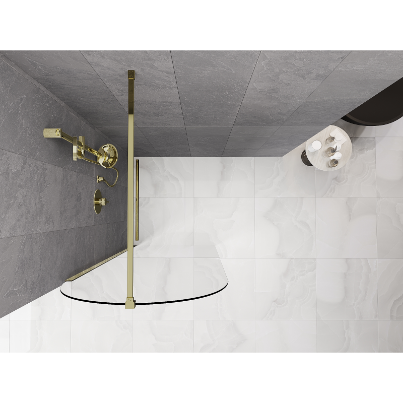 Mexen Kioto-Q Sprchová stena Walk-in 90 x 200 cm, transparentná 8 mm, zlatá - 800-090-101-50-00-Q