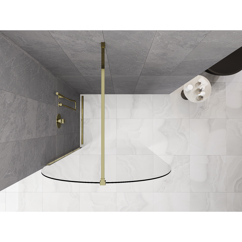 Mexen Kioto-Q sprchová stena Walk-in 110 x 200 cm, transparentná 8 mm, zlatá - 800-110-101-50-00-Q