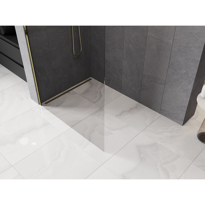 Mexen Kioto-Q Sprchová stena Walk-in 120 x 200 cm, transparentná 8 mm, zlatá - 800-120-101-50-00-Q