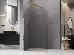 Mexen Kioto-Q Sprchová stena Walk-in 120 x 200 cm, transparentná 8 mm, zlatá - 800-120-101-50-00-Q