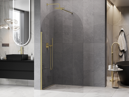 Mexen Kioto-Q sprchová stena Walk-in 120 x 200 cm, transparentná 8 mm, zlato kartáčovaná - 800-120-101-55-00-Q