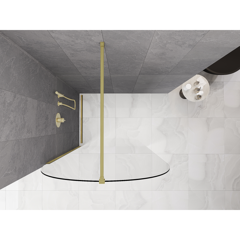 Mexen Kioto-Q sprchová stena Walk-in 120 x 200 cm, transparentná 8 mm, zlato kartáčovaná - 800-120-101-55-00-Q