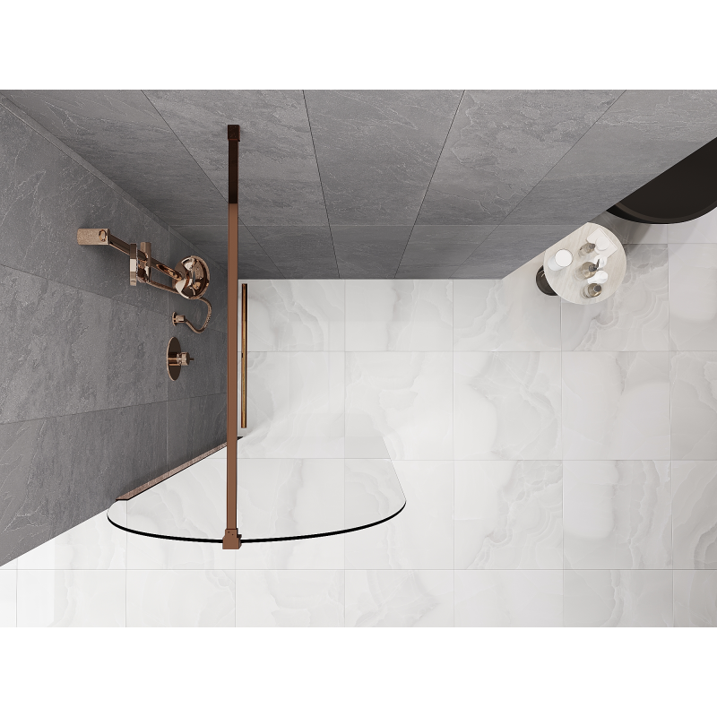 Mexen Kioto-Q Sprchová stena Walk-in 80 x 200 cm, transparentná 8 mm, ružové zlato - 800-080-101-60-00-Q