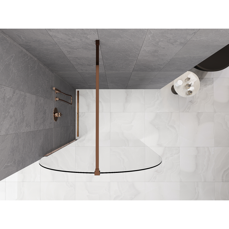 Mexen Kioto-Q Sprchová stena Walk-in 100 x 200 cm, priehľadná 8 mm, ružové zlato - 800-100-101-60-00-Q