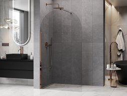 Mexen Kioto-Q sprchová stena Walk-in 110 x 200 cm, priehľadná 8 mm, ružové zlato - 800-110-101-60-00-Q