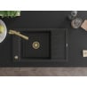 Mexen Elias granitový drez s 1-m komorom s odkvapkávačom a kuchynskou batériou Duero, čierny/strieborný metalik