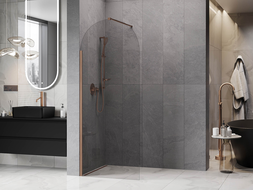 Mexen Kioto-Q sprchová stena Walk-in 80 x 200 cm, priehľadná 8 mm, brúsená meď - 800-080-101-65-00-Q