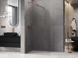 Mexen Kioto-Q sprchová stena Walk-in 100 x 200 cm, priehľadná 8 mm, brúsená meď - 800-100-101-65-00-Q