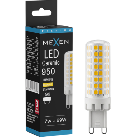 Mexen Aura LED žiarovka G9, 7W, Teplá - 3000K, 950 lm - L121-G9-0730-01