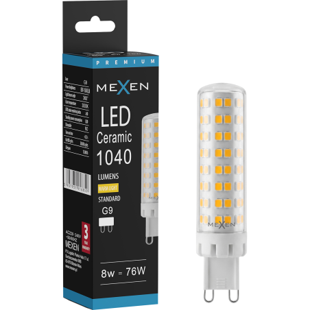 Mexen Aura LED žiarovka G9, 8W, Teplá - 3000K, 1040 lm - L121-G9-0830-01
