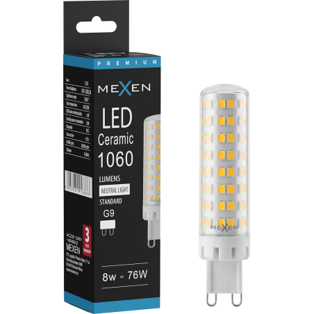Mexen Aura LED žiarovka G9, 8W, Neutrálna - 4000K, 1060 lm - L121-G9-0840-01