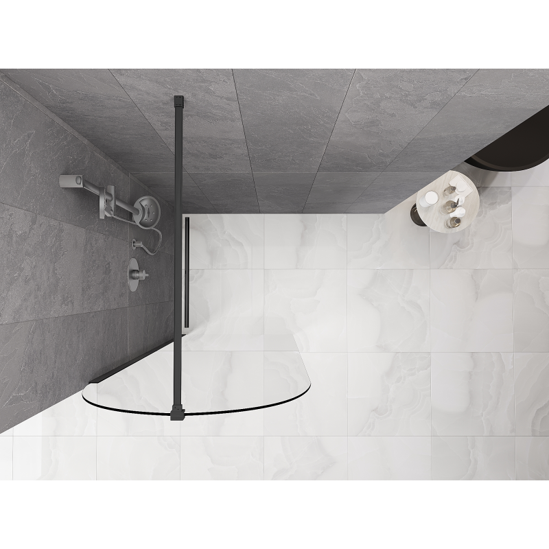 Mexen Kioto-Q sprchová stena Walk-in 90 x 200 cm, transparentná 8 mm, brúsená tmavosivá - 800-090-101-66-00-Q