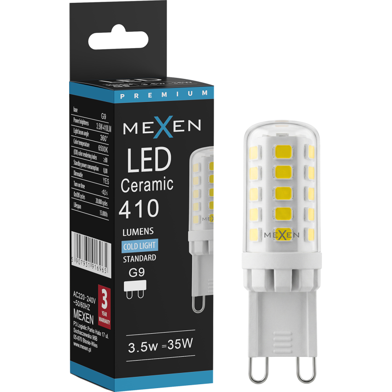 Mexen Aura Stmievateľná LED žiarovka G9, 3,5W, Studená - 6500K, 410 lm - L122-G9-0365-01