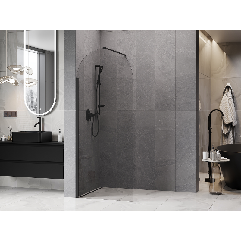 Mexen Kioto-Q sprchová stena Walk-in 80 x 200 cm, priehľadná 8 mm, čierna - 800-080-101-70-00-Q