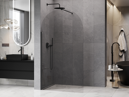 Mexen Kioto-Q Sprchová stena Walk-in 100 x 200 cm, transparentná 8 mm, čierna - 800-100-101-70-00-Q