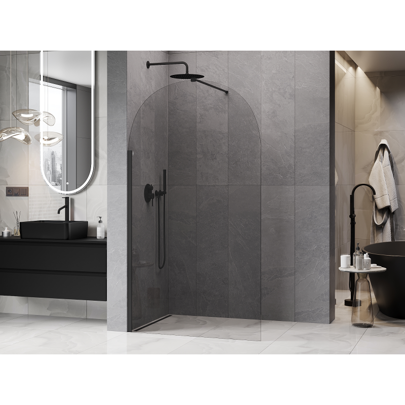Mexen Kioto-Q sprchová stena Walk-in 120 x 200 cm, transparentná 8 mm, čierna - 800-120-101-70-00-Q